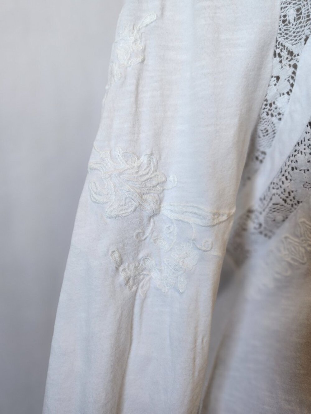 Sundance Women's Size XL White Embroidered Long Sleeve Crochet Lace Blouse Top - Picture 6 of 15